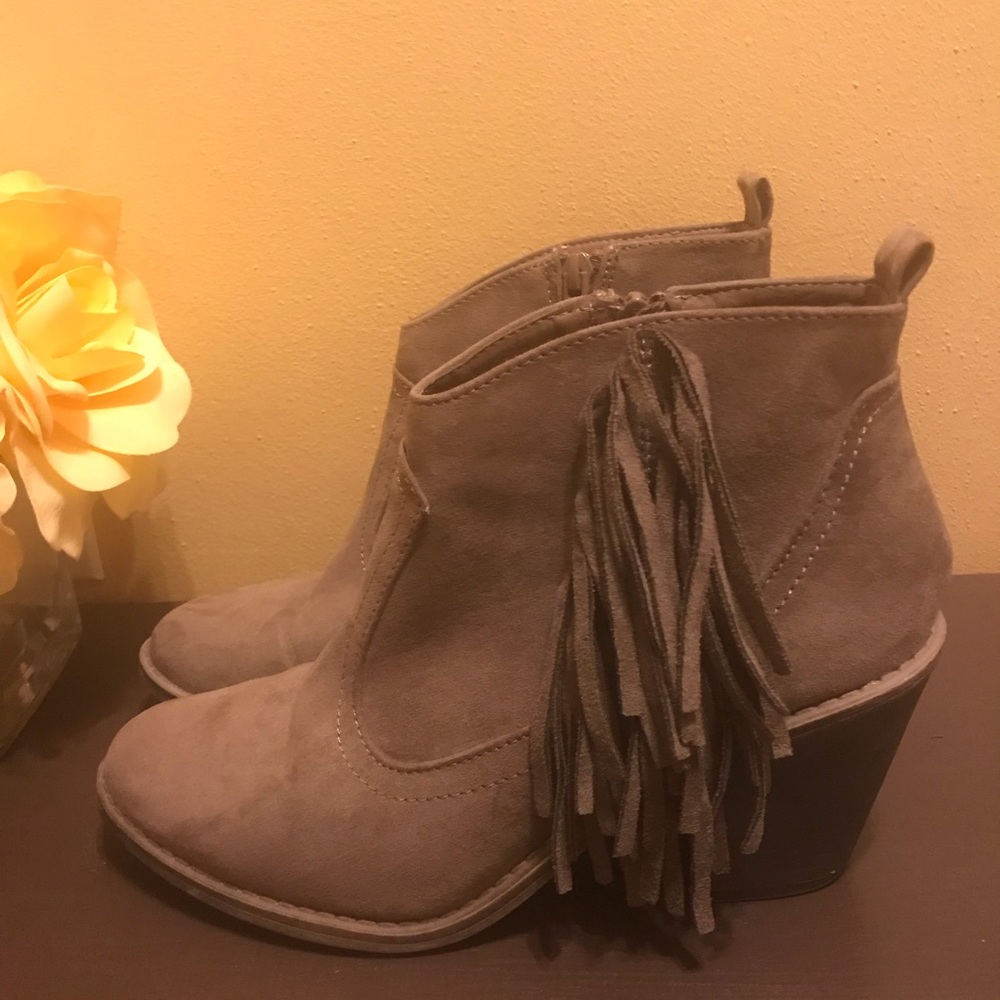 Faded Glory Brown Suede Fringe Booties